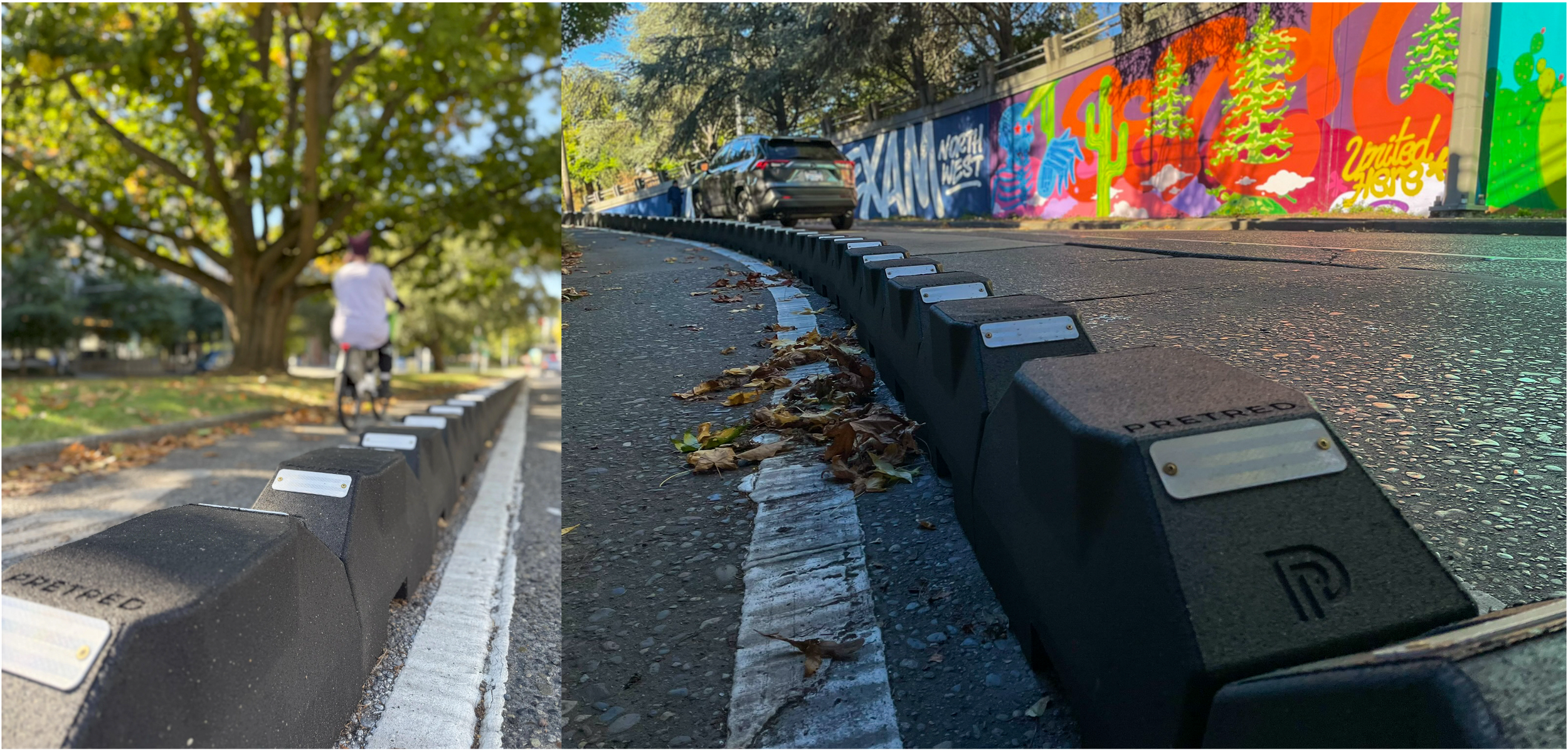 Recycled rubber barriers are better than concrete barriers.